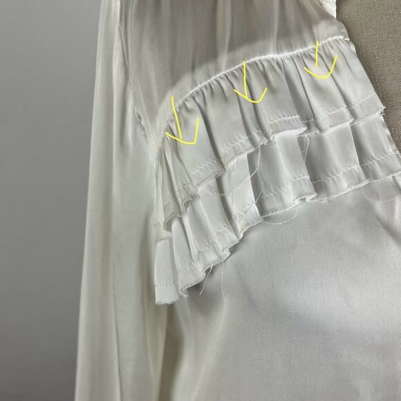 PAIGE Anguilla Ruffle Yoke Matte Satin Blouse - Picture 5 of 9